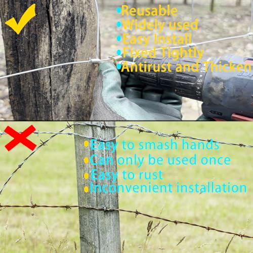 Wire Fence Staples 50 Pcs-2Inch, Heavy Duty Galvanized Cattle Fence Staples - Thicker Screws & Reinforced Buckles, Corrosion-Resistant, Easy Install with Power Drill, Reuse for mesh & Woven Fences - size: 2in-50pcs