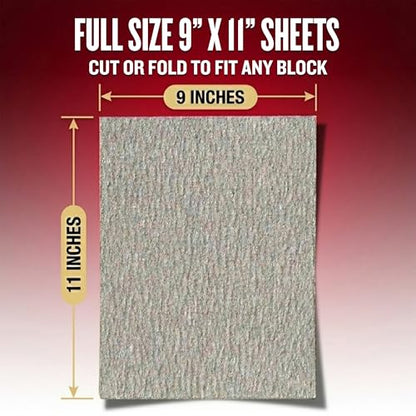 Sandpaper Sheets Commercial Pro, 220 Grit, Very Fine, 9” x 11”, 20 Pack - style: 220 Grit