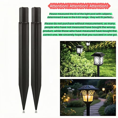 Must Measure First! Fits ONLY 0.83" Inner Diameter Solar Ground Spikes - 8.25" ABS Replacement Stakes for Garden Pathway Lights (Black-5PACK) - color: Black-5PACK