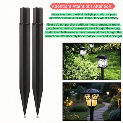 Must Measure First! Fits ONLY 0.83" Inner Diameter Solar Ground Spikes - 8.25" ABS Replacement Stakes for Garden Pathway Lights (Black-5PACK) - color: Black-5PACK