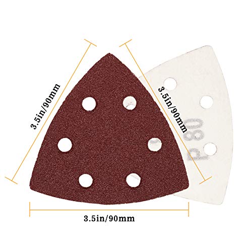 SPEEDWOX 50Pcs 80 Grit Triangle Sanding Pads, 90mm 6 Holes for Multi Tool - style: 80 Grit