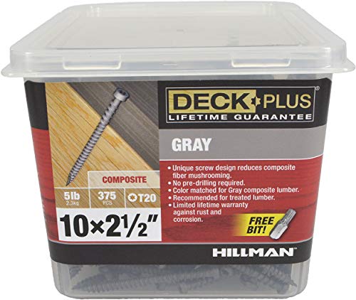 Deck Plus Gray Star-Drive Composite Deck Screws #10 x 2-1/2", 375 Pk