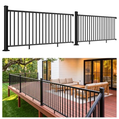 Egadis 2 Pack 36 in x 8 ft Modular Aluminum Porch and Deck Railing Kit - color: Level 8ft - 2Panel 2Post