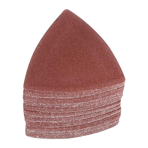 HARFINGTON 100pcs Triangular Hook & Loop Sandpapers 120 Grits 3-1/8" Aluminum Oxide Sanding Pads Random Orbital Mouse Detail Sander Papers Oscillating Multi Tool Sheets - size: 120 Grits
