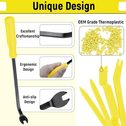 BFXM 5PCS Auto Trim Removal Tool kit,Clip Pry Tools Kit No Scratch Plastic - color: Yellow