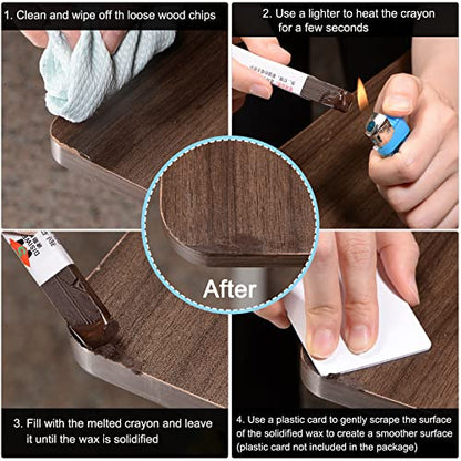 uxcell Wood Wax Filler Stick Furniture Crayons Wooden Repair Wax Filler - color: Medium Wood Brown