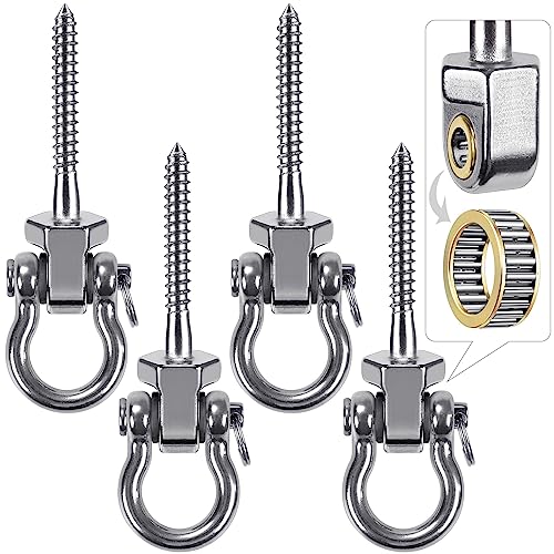 BeneLabel Heavy Duty Swing Hangers with Bearings - Set of 4 Stainless Steel 304 Screw Brackets for Hanging Chairs, Swings, Hammocks, Punching Bag - Indoor & Outdoor Use - 1500LB Capacity - color: 4 pack - 2.6"