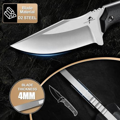 Purple Dragon Fixed Blade Knife - Full Tang Hunting Knife Black - size: 3.3 inch