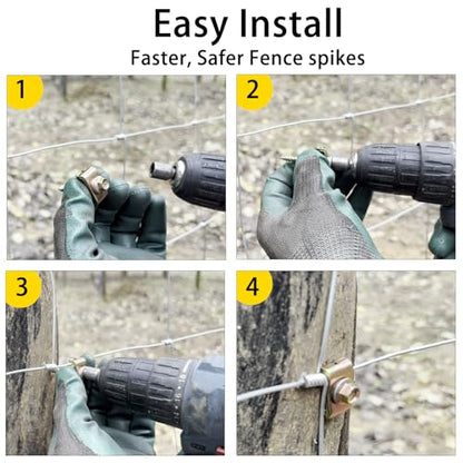 Wire Fence Staples 50 Pcs-2Inch, Heavy Duty Galvanized Cattle Fence Staples - Thicker Screws & Reinforced Buckles, Corrosion-Resistant, Easy Install with Power Drill, Reuse for mesh & Woven Fences - size: 2in-50pcs
