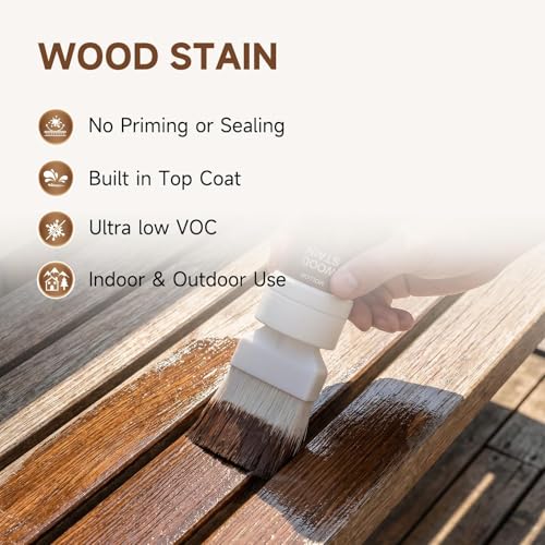 Wood Stain and Sealer, Built‑in Brush, Brown Walnut, 2 Pack, 10.6 Oz - color: Brown Walnut, size: 2 Pack
