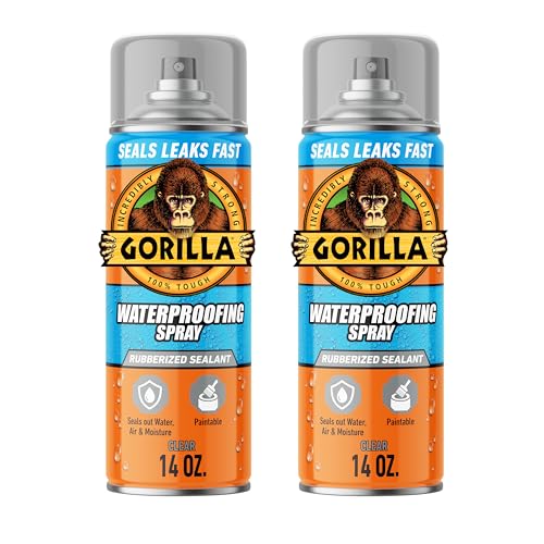 Gorilla Waterproofing Spray, Clear, 14 oz, 2-Pack, Flexible Sealant - color: Clear, size: 2 - Pack