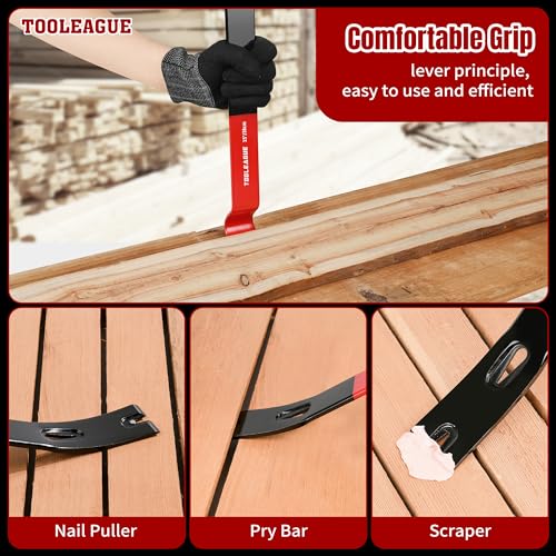 TOOLEAGUE 4Pcs Flat Pry Bar Set,5-1/2",7-1/2",10",15"