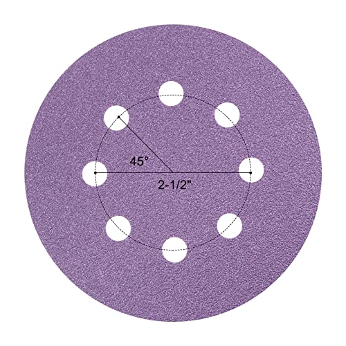 uxcell 10Pcs 5-Inch Purple Sanding Discs 60 Grits 8 Hole Hook and Loop Professional Aluminum Oxide Sand Paper Wet Dry Polish for Wood Metal Paint Finish - style: 60 Grit