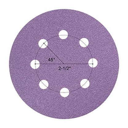 uxcell 10Pcs 5-Inch Purple Sanding Discs 60 Grits 8 Hole Hook and Loop Professional Aluminum Oxide Sand Paper Wet Dry Polish for Wood Metal Paint Finish - style: 60 Grit
