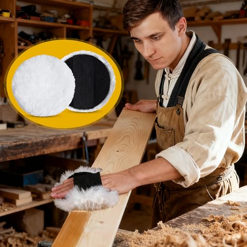 8 Pcs Lambswool Stain Pad with Elastic Strap Reusable 4 in