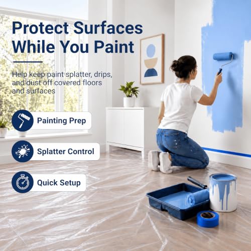 VICMORE Heavy-Duty Clear Plastic Drop Cloth, 9 x 12 Ft, 3 Mil, 1 Pack - size: 9 x 12 Ft, 3 Mil, 1 Pack