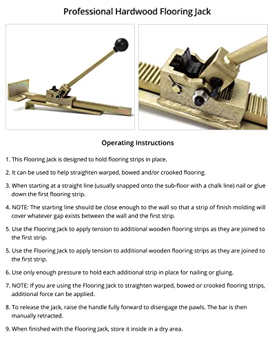 QWORK Flooring Jack – Ratcheting Alignment Tool for Hardwood Installation, Edge Tightening & Board Straightening - size: 1pcs