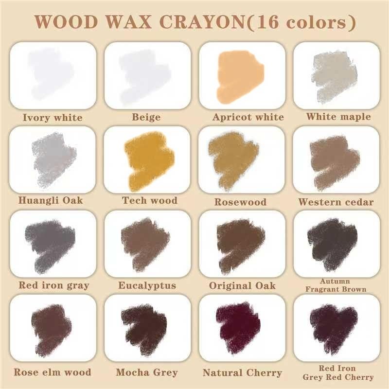 Wood Filler Sticks & Scratch Repair Kit - 16 Colors Wood Repair Crayons for Scratches, Holes on Furniture, Floors, Doors | Quick Fix
