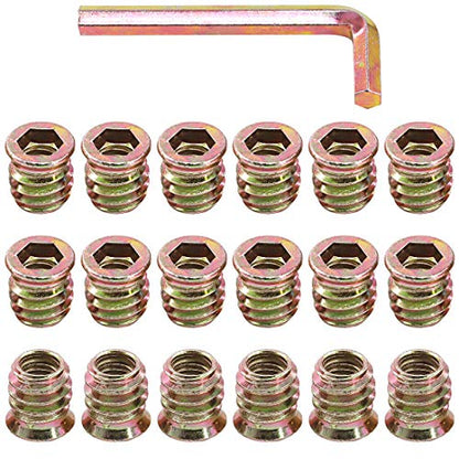 Glarks 50Pcs 5/16"-18 x 15mm Threaded Inserts Nuts Zinc Plated Carbon Steel Hex Socket Drive Furniture Flanged Screw-in Nut with M8 Hex Wrench for Wood Furniture (5/16''-18 x 15mm) - size: 5/16"-18 x 15mm