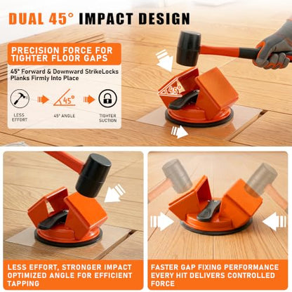 Heavy-Duty Floor Gap Fixer Tool with 45° Double-Sided Strike & Suction Cup