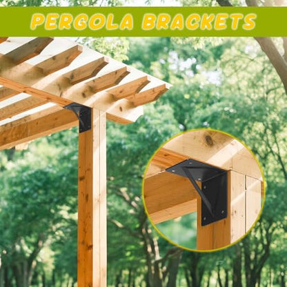 4 Pcs 6"x 6"x 3" L Shape Brackets for Pergola - size: 6"x 6"x 3"
