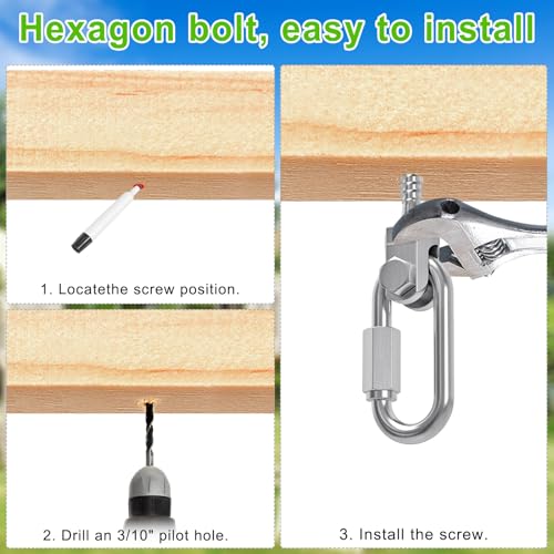 SELEWARE Heavy Duty Swing Hanger, 4 Pack Porch Swing Hardware - color: O (5 Inch, 4 Pack)