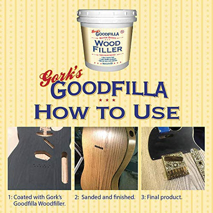Goodfilla Ebony, 1 Gallon (13.5lbs) Wood and Grain Filler, Stainable, Sandable, Zero Waste, Non-Toxic, USA Made - color: Ebony, size: Gallon