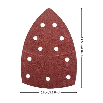 50 PCS Mouse Detail Sander Sandpaper, 120 Grit Palm Sander Sandpaper 11 Holes Hook and Loop Sander Pads Triangular Sanding Sheets Abrasive Sanding Paper for Mouse Sander - size: 120 Grit