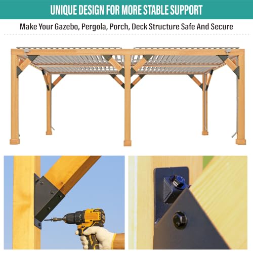 2Pcs 45 Degree Pergola Angle Support Brackets, 2x4 Wood Connector - size: 2"×4"-B