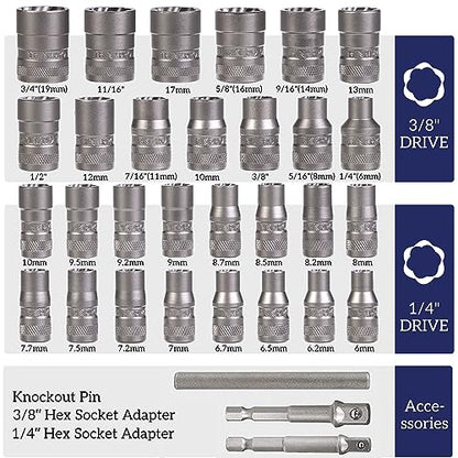 Bolt Extractor Kit, 32 Pieces Rounded Bolt Remover