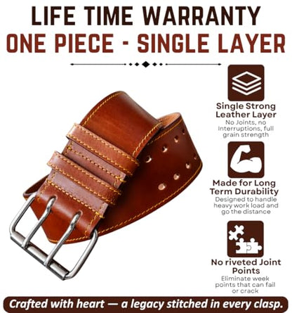 2.75-Inch Full Grain Leather Tool Belt for Work Professionals - size: 35"-45"