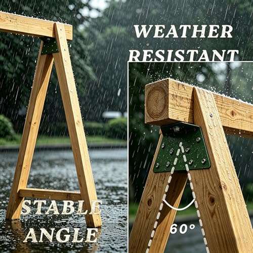 EZ Frame Wooden Swing Accessories, A-Frame Bracket for Swing Set Swing Beam, Swing Fitting, High Strength Support, Green, 4Pcs