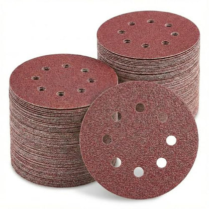 170Pcs 5 Inch Sanding Discs Assorted Grits 40-600, FOKATY Round Hook and Loop Sandpaper Variety Pack for Random Orbital Sander, 8-Hole Dustless for Wood Metal Rust Removal Polishing - style: MIX Girt-170pcs