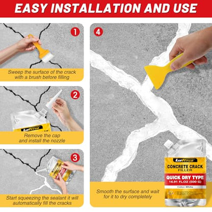 Concrete Crack Filler, Cement Crack Filler, Fast-Drying Crack Filler, Self-Leveling Caulking Sealan Effectively Repairs Cracks in Driveways, Sidewalks, Patios, and Window Sills (3 Pack - 3.3LB) - style: 3 Pack - 3.3LB