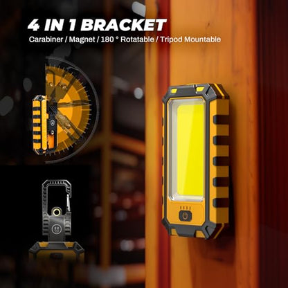Molrebe Rechargeable LED Work Light 2 Pack, 1500LM Magnetic Flashlight