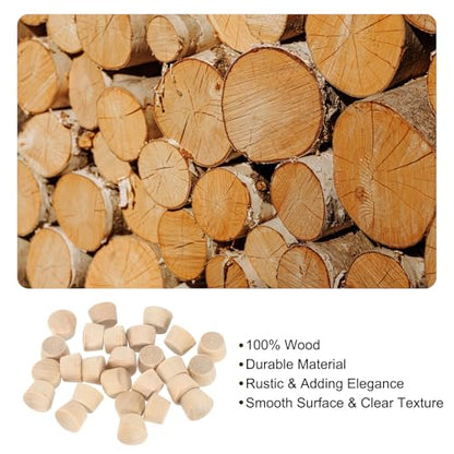 uxcell 26Pcs Wood Button Plugs, 10mm/0.39" Flat Head Hardwood Screw Hole Plug Wooden Caps Buttons Wood Plug for Furniture Woodworking Craft Decor (11.5mm x 10mm) - size: 11.5x10x8mm