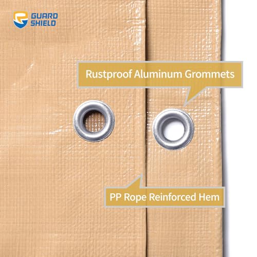 GUARD SHIELD Tarps Heavy Duty Waterproof Beige Plus+ 12x12 FT Large 12 mil - color: Beige, size: 12x12