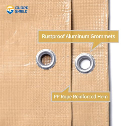 GUARD SHIELD Tarps Heavy Duty Waterproof Beige Plus+ 12x12 FT Large 12 mil - color: Beige, size: 12x12