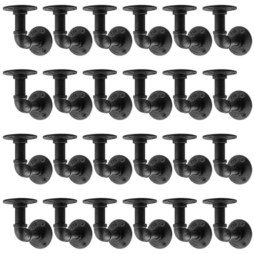 MUZIK 24Pc 4"×4" L Pipe Shelf Bracket, Heavy Duty Wall Mount, DIY Shelving - size: 4*4 Inch, style: 24 Pack