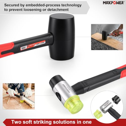 MAXPOWER 3-Piece Hammer Set, 5LB Dead Blow, 16oz Rubber & 35mm Soft Mallets - size: 5lb 16oz 35mm