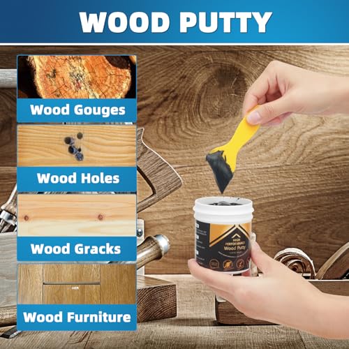Deuvuo Black Wood Filler Putty, High-Performance Black Wood Filler Paste kit - Quickly Fix Wood Cracks and Blemishes with Wood Hole Filler - Paintable, Stainable, Sandable & Quick Drying - 9.87 Ounce - color: 9.87oz Black