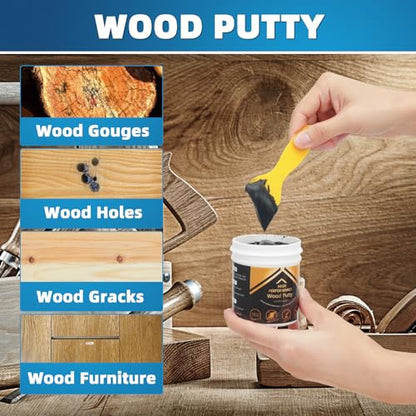 Deuvuo Black Wood Filler Putty, High-Performance Black Wood Filler Paste kit - Quickly Fix Wood Cracks and Blemishes with Wood Hole Filler - Paintable, Stainable, Sandable & Quick Drying - 9.87 Ounce - color: 9.87oz Black