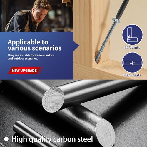 Pocket Hole Screws #8 x 1 Inch (190Pcs) 1lb. Carbon Steel, Zinc Plated, Washer Head, Coarse Thread, Square Drive,150MM Drive Bit Included - color: Zinc Plated, size: #8 x 1"