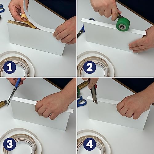 White PVC 1/2 inch x 100 ft Edge Banding Tape Peel Stick Adhesive Edging Veneer Trim Flexible Vinyl Strip Molding Wood Cabinet Laminate Shelf Furniture Countertop Formica Plywood Board Repair - color: White, size: 1/2 inch x 100 ft