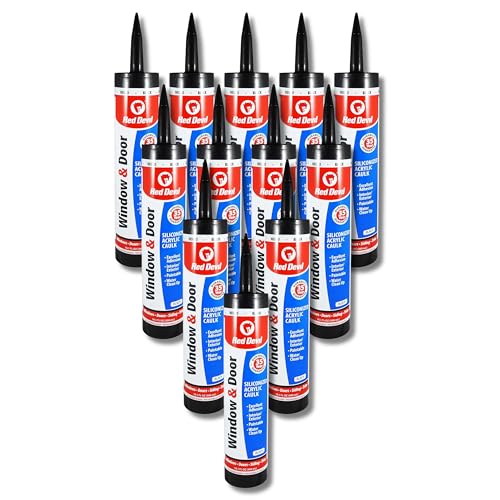 Red Devil 08466012 Window & Door Siliconized Acrylic Caulk (Black), 10.1 oz, Case of 12 - color: Black, style: Pack of 12