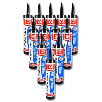 Red Devil 08466012 Window & Door Siliconized Acrylic Caulk (Black), 10.1 oz, Case of 12 - color: Black, style: Pack of 12