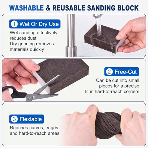4Pcs 320Grit Sanding Sponges, Wet Dry Sanding Blocks - size: 320Grit