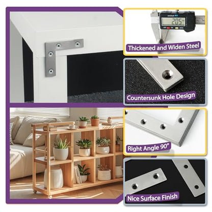 Alise L Flat Brackets for Wood,Corner Bracket Mending Plate,Brushed,4 Pack - size: 150x150mm(4Pcs), style: Brushed