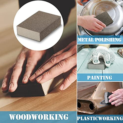 8Pcs 100 Grit Sanding Blocks, Jamiikury Medium Sanding Sponge Washable and Reusable, Wet Dry Sandpaper Sponge for Wood Metal FurniturePaint and Drywall - size: 100 Grits