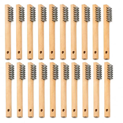HOYIN 20 Pack Wire Brush, 8 Inch Hand Wire Brush with Beech Wood Handle